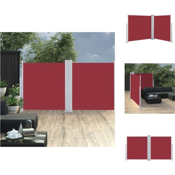 vidaXL Marquise latérale extensible Rouge 120 x 600 cm - Parasols & Protection solaire