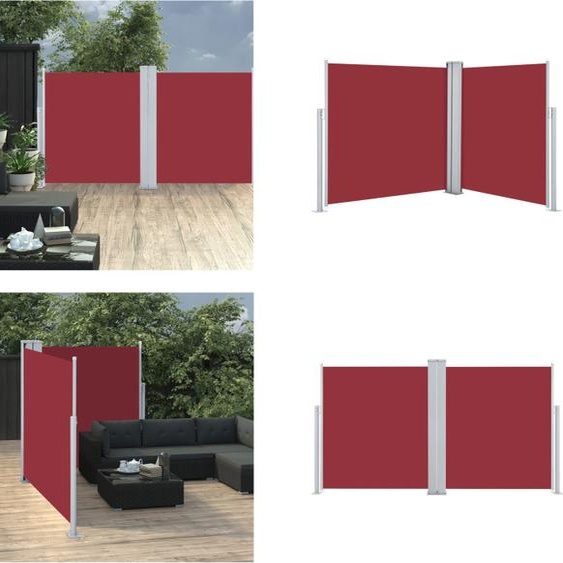 vidaXL Marquise latérale extensible rouge 120 x 600 cm - Protection visuelle de jardin - Protection visuelle de jardin - Marquise - Stores
