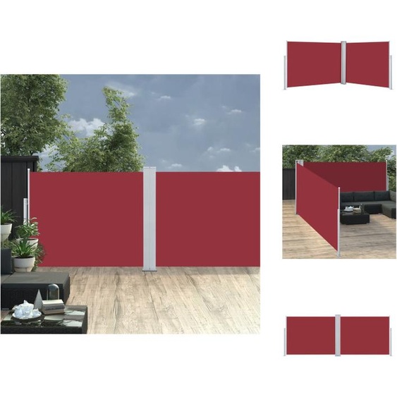 vidaXL Marquise latérale extensible Rouge 140 x 1000 cm - Parasols & Protection solaire