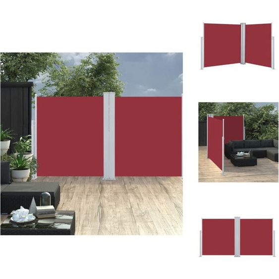 vidaXL Marquise latérale extensible Rouge 140 x 600 cm - Parasols & Protection solaire