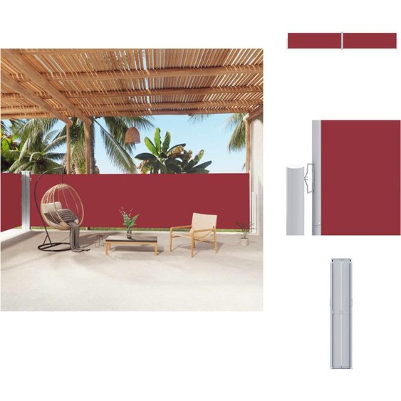 vidaXL Marquise latérale extensible rouge 160x1000 cm - Parasols & Protection solaire