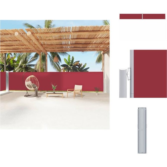 vidaXL Marquise latérale extensible Rouge 160x1200 cm - Parasols & Protection solaire