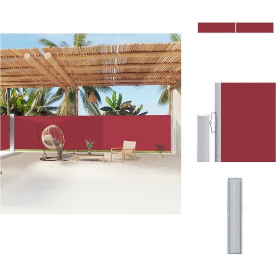 vidaXL Marquise latérale extensible rouge 180x1200 cm - Parasols & Protection solaire