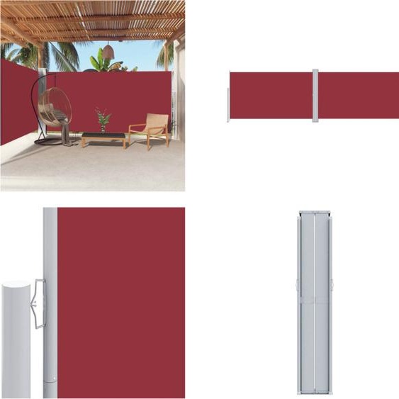 vidaXL Marquise latérale extensible rouge 180x600 cm - Marquise latérale - Marquise de jardin - Marquise extensible - Marquise de terrasse