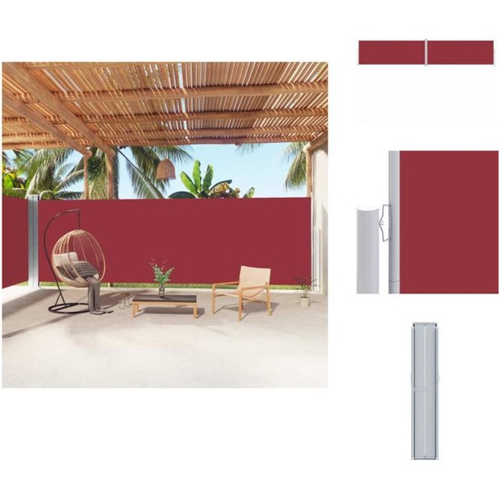 vidaXL Marquise latérale extensible rouge 200x1000 cm - Parasols & Protection solaire