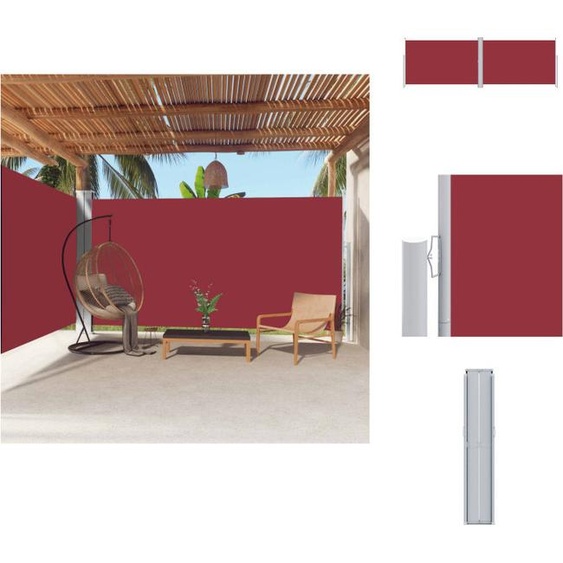 vidaXL Marquise latérale extensible rouge 200x600 cm - Parasols & Protection solaire