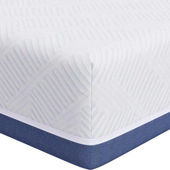 vidaXL Matelas blanc et bleu 200 x 200 cm Tissu Jacquard