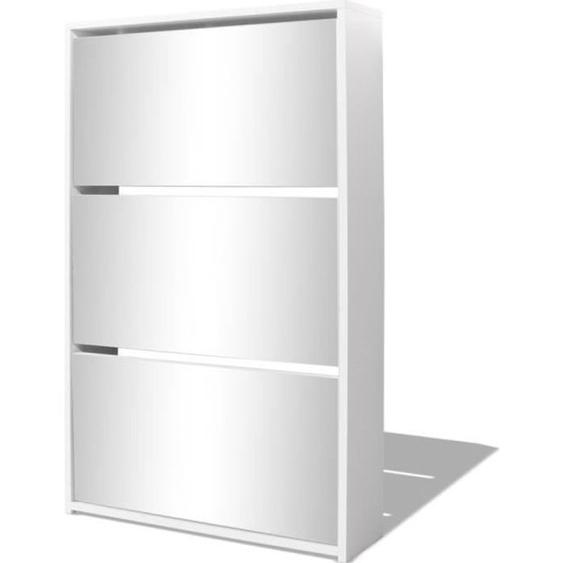 vidaXL Meuble à chaussures 3 étagères 63 x 17 x 102,5 cm Miroir Blanc
