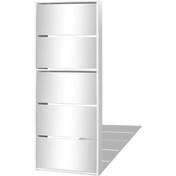 vidaXL Meuble à chaussures 5 étagères et miroir 63x17x169,5 cm Blanc