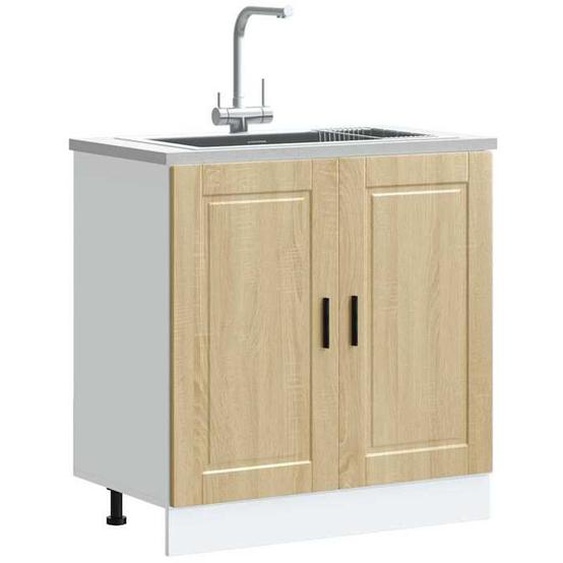 vidaXL Meuble bas pour évier Porto chêne sonoma bois ingénierie 853930