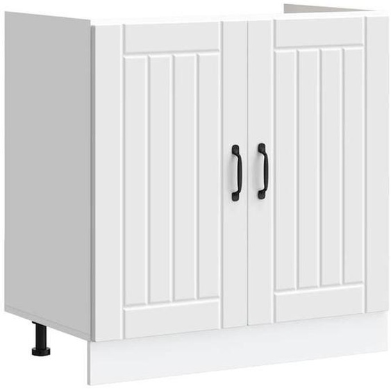 vidaXL Meuble de base de lavabo Lucca blanc bois dingénierie, meuble bas de cuisine, meuble bas à tiroir de cuisine, meuble 853687