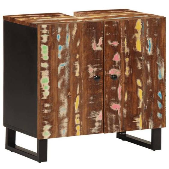 vidaXL Meuble dÉvier, Armoire de Lavabo avec 2 Compartiments et Pieds, Meuble sous Lavabo avec Rangement Salle de Bain, 351988