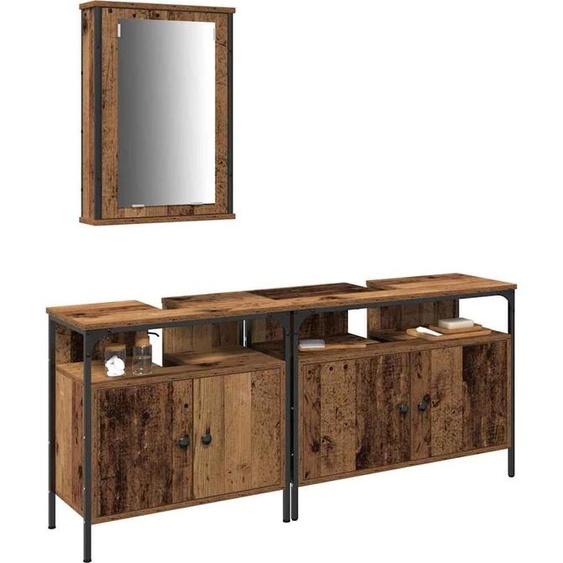 vidaXL Meuble lavabo de salle de bain avec porte 3 pcs Marron 80 x 30 x 60 cm