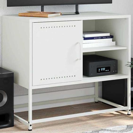 vidaXL Meuble TV blanc 68x39x60,5 cm acier, support TV, buffet TV, meuble multimédia, banc TV, armoire hifi, centre de 846523