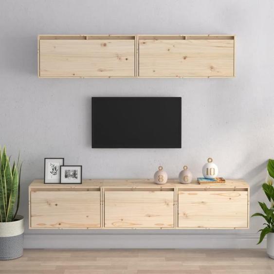 vidaXL Meubles TV 5 pcs Muraux Flottants Suspendus Centres de Divertissement Meubles de Rangement Salle de Séjour Salon Bois