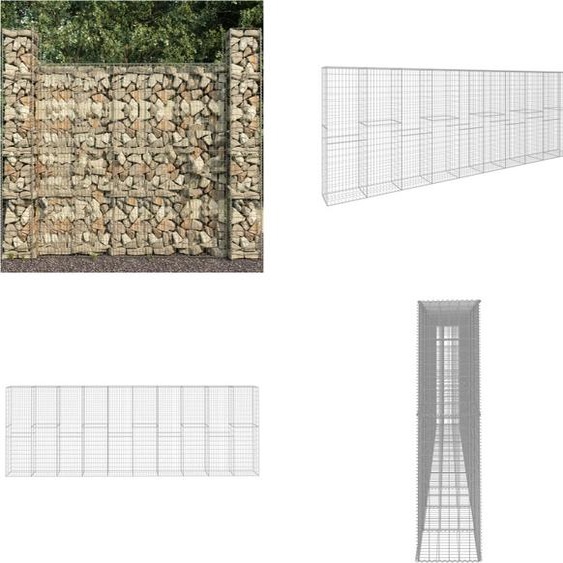 vidaXL Mur de gabions avec couverture Acier galvanisé 600 x 50 x 200 cm - Mur de gabions - Murs de gabions - Gabions