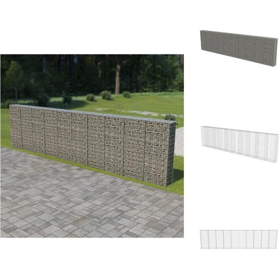 vidaXL Mur de gabions avec couverture Acier galvanisé 600×30×150 cm - Panneaux de clôture