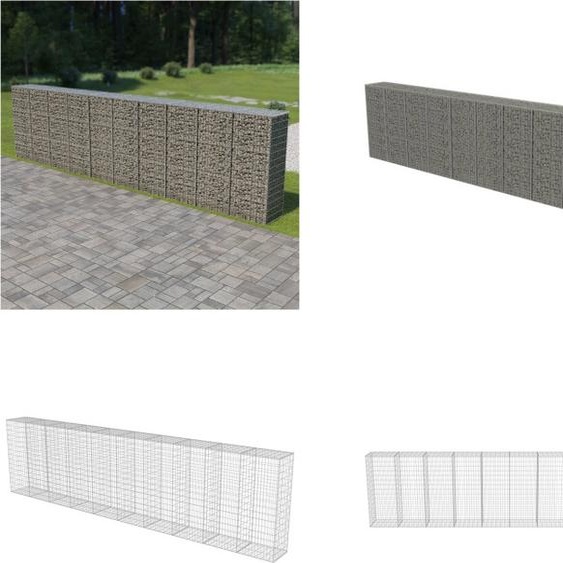 vidaXL Mur de gabions avec couverture Acier galvanisé 600×50×150 cm - Mur de gabions - Murs de gabions - Gabions