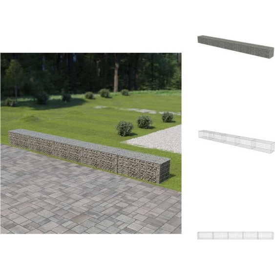 vidaXL Mur de gabions avec couverture Acier galvanisé 600×50×50 cm - Panneaux de clôture