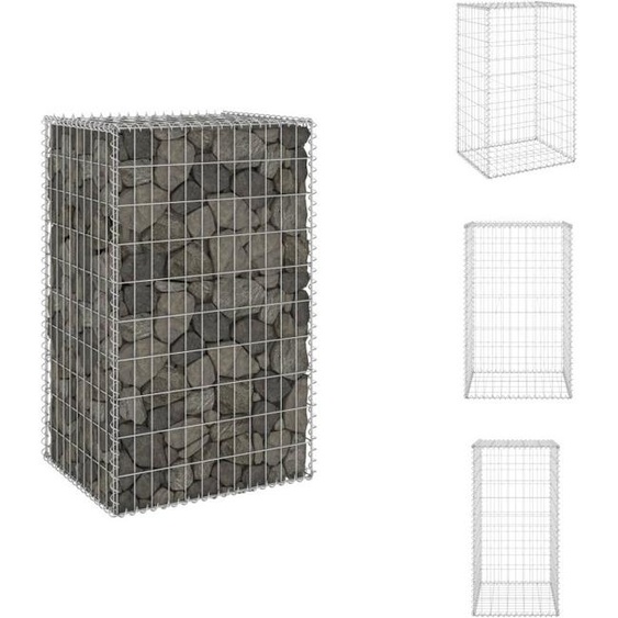 vidaXL Mur de gabions avec couverture Acier galvanisé 60x50x100 cm - Panneaux de clôture