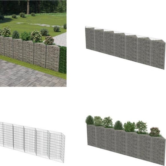 vidaXL Mur en gabion Acier galvanisé 450×30×100 cm - Mur en gabion - Mur en gabion - Panier à planter en gabion