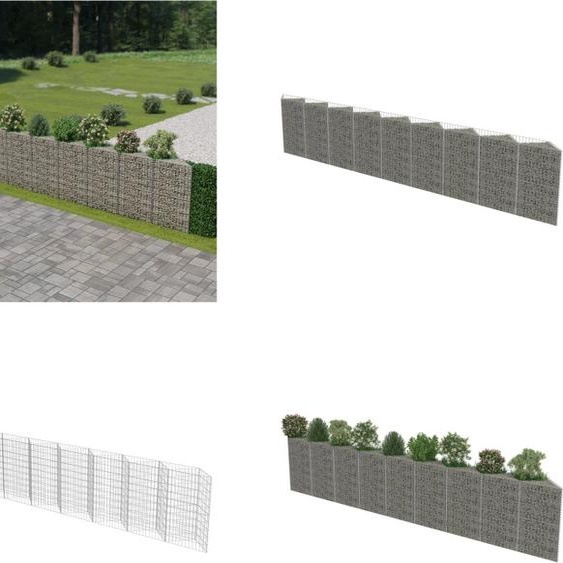 vidaXL Mur en gabion Acier galvanisé 630×30×100 cm - Mur en gabion - Murs en gabion - Panier à plantes en gabion