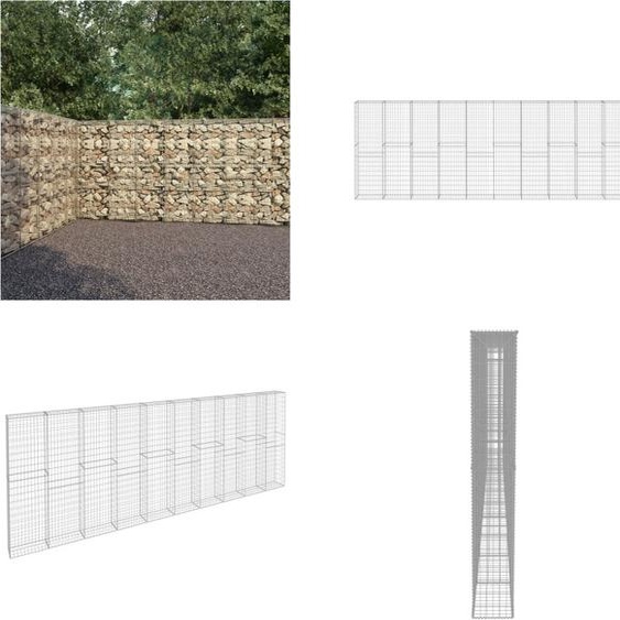 vidaXL Mur en gabion avec couverture Acier galvanisé 600×30×200 cm - Mur en gabion - Murs en gabion - Gabions