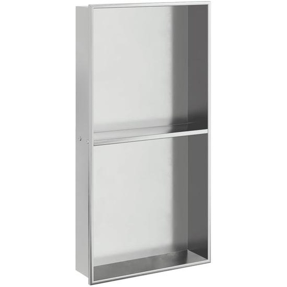 vidaXL Niche de douche argentée brossée 32x62x9 cm acier inoxydable