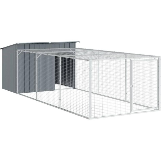 VidaXL niche pour chien avec parcours 153x396x110 cm acier galvanisé anthracite