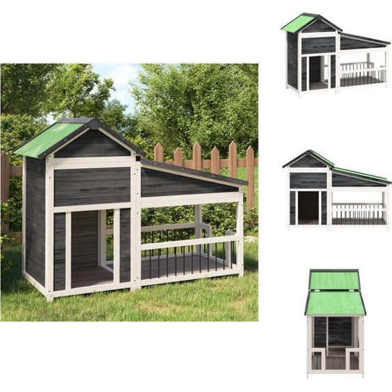 vidaXL Niche pour chien Grise 143 x 60,5 x 109 cm en pin massif - Niches et enclos pour chiens