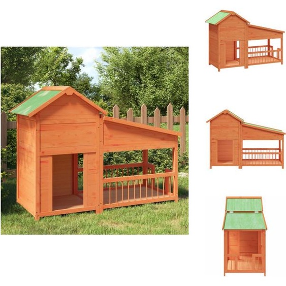 vidaXL Niche pour chien marron 143 x 60,5 x 109 cm en bois de pin massif - Chenils et enclos pour chiens