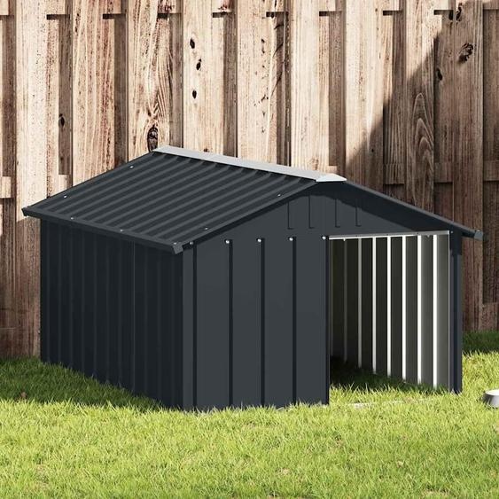 vidaXL Niche pour chiens Anthracite 116,5x153x81,5 cm Acier galvanisé
