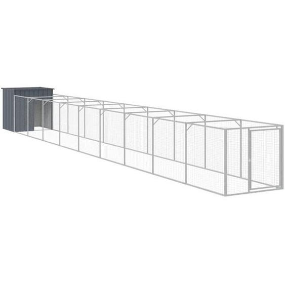 vidaXL Niche pour chiens avec enclos Anthracite 110x1017x110 cm Acier galvanisé