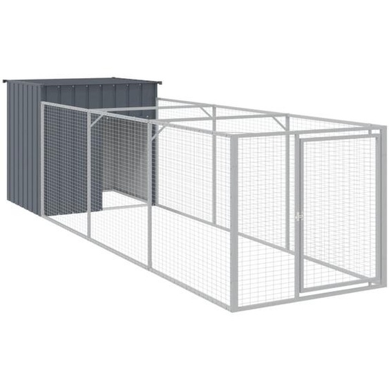 vidaXL Niche pour chiens avec enclos Anthracite 110x405x110cm Acier galvanisé