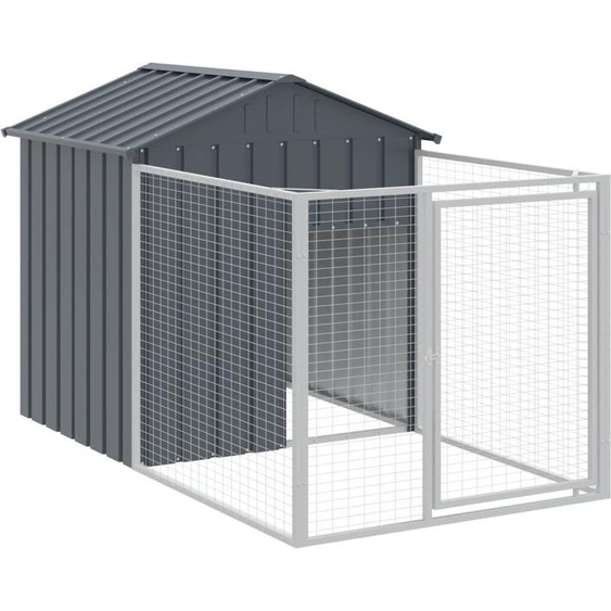 vidaXL Niche pour chiens avec enclos Anthracite 117x201x123cm Acier galvanisé