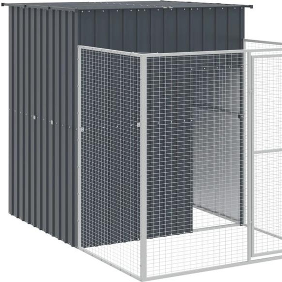 vidaXL Niche pour chiens avec enclos Anthracite 165x251x181cm Acier galvanisé