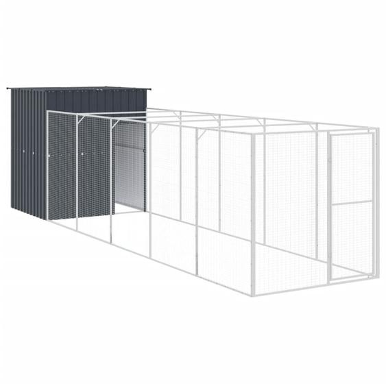 vidaXL Niche pour chiens avec enclos Anthracite 165x659x181cm Acier galvanisé