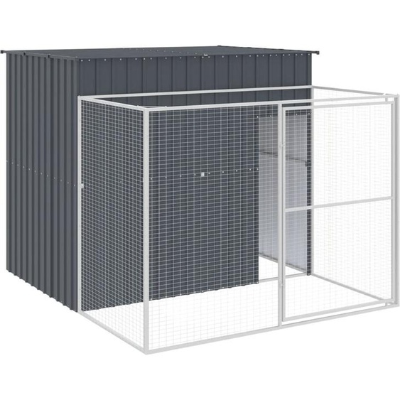 vidaXL Niche pour chiens avec enclos Anthracite 214x253x181cm Acier galvanisé
