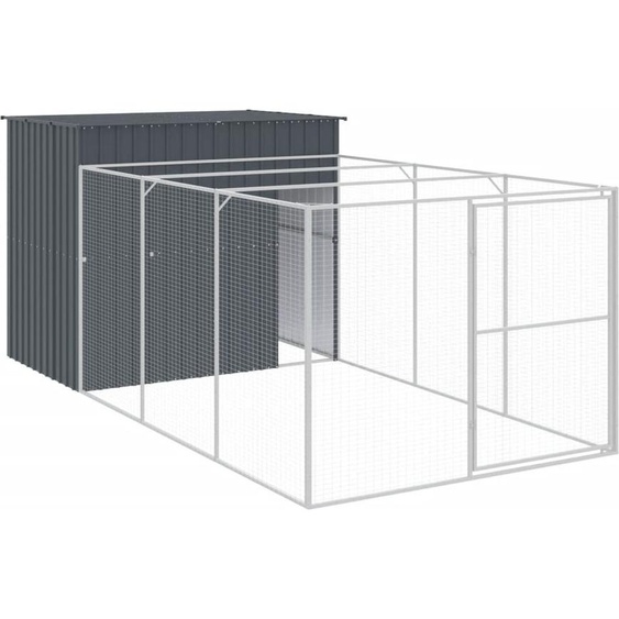 vidaXL Niche pour chiens avec enclos Anthracite 214x457x181cm Acier galvanisé