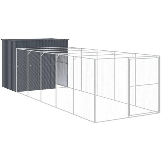 vidaXL Niche pour chiens avec enclos Anthracite 214x661x181cm Acier galvanisé