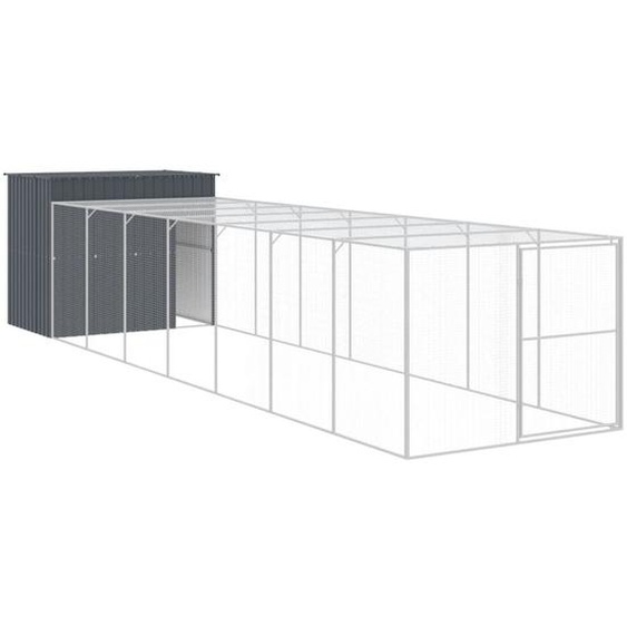 vidaXL Niche pour chiens avec enclos Anthracite 214x865x181cm Acier galvanisé
