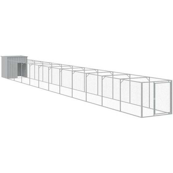 vidaXL Niche pour chiens avec enclos gris clair 110x1221x110cm Acier galvanisé