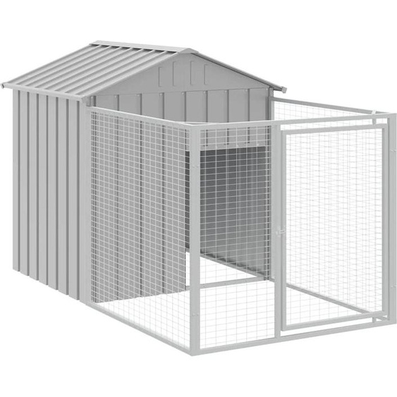 vidaXL Niche pour chiens avec enclos Gris clair 117x201x123 cm Acier galvanisé