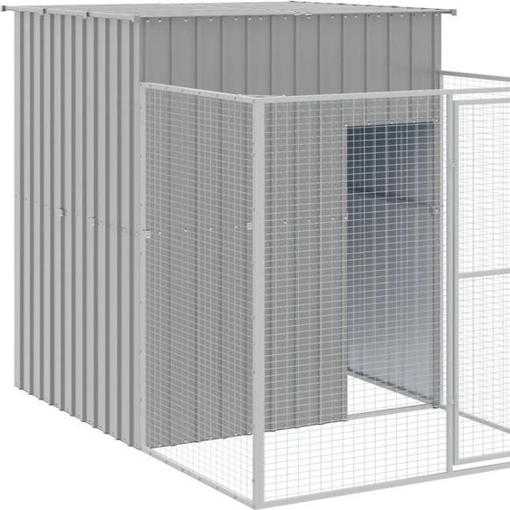 vidaXL Niche pour chiens avec enclos Gris clair 165x251x181 cm Acier galvanisé