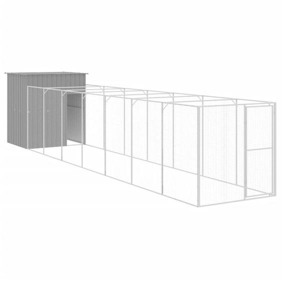 vidaXL Niche pour chiens avec enclos Gris clair 165x863x181 cm Acier galvanisé