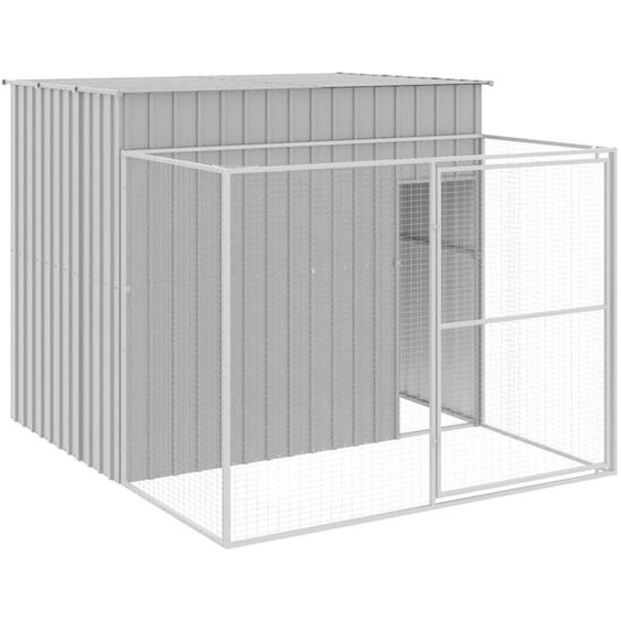 vidaXL Niche pour chiens avec enclos Gris clair 214x253x181 cm Acier galvanisé
