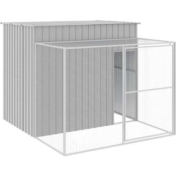 vidaXL Niche pour chiens avec enclos Gris clair 214x253x181 cm Acier galvanisé