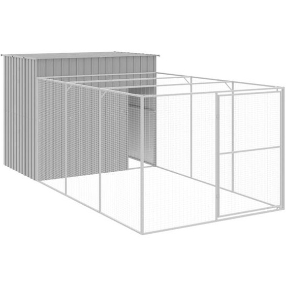 vidaXL Niche pour chiens avec enclos Gris clair 214x457x181 cm Acier galvanisé