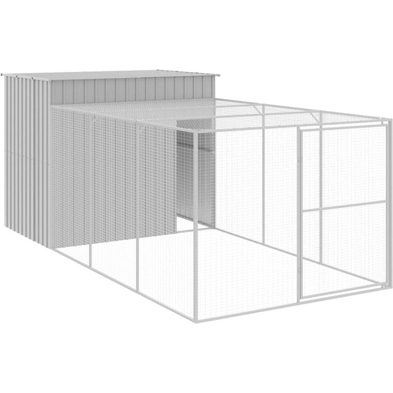 vidaXL Niche pour chiens avec enclos Gris clair 214x457x181 cm Acier galvanisé