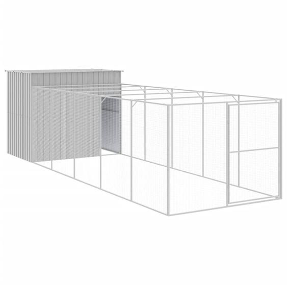 vidaXL Niche pour chiens avec enclos Gris clair 214x661x181 cm Acier galvanisé